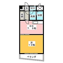 セジューネ・トーシ 7階1DKの間取り
