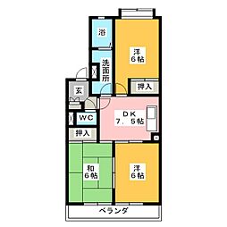ヴィラージュエーワン 3DKの間取図画像