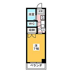 サンハイム大原 1Kの間取図画像
