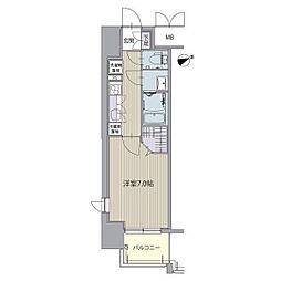 パルティール八田 9階1Kの間取り