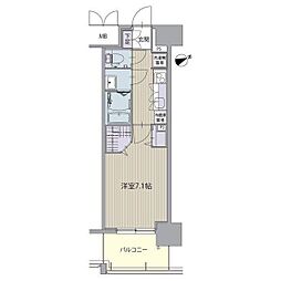 パルティール八田 2階1Kの間取り