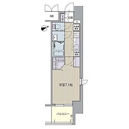 パルティール八田 2階1Kの間取り