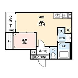 GRANDBLUE kumaiden I 103 1階1LDKの間取り