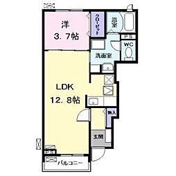 ルミーナ川前 1LDKの間取図画像