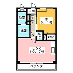 カトルセゾン 4階1LDKの間取り