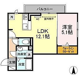 クオーレ 3階1LDKの間取り