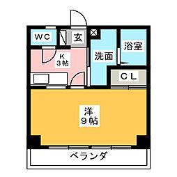 第5マユミビル 1Kの間取図画像