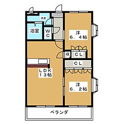 トゥー・ル・モンド 2LDKの間取図画像