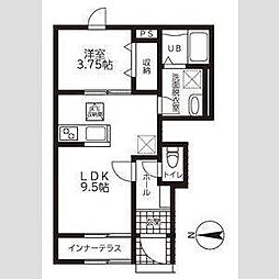 リーブルファイン戸田 1LDKの間取図画像