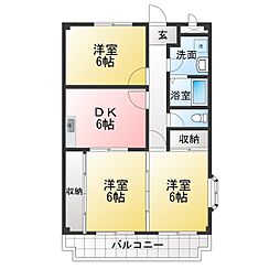 レジデンス柳森 3DKの間取図画像