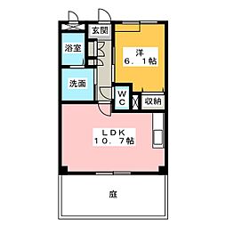 カトルセゾン 1LDKの間取図画像