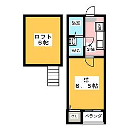 プティオランジュ 1Kの間取図画像