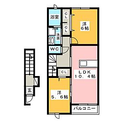 リアン 2LDKの間取図画像