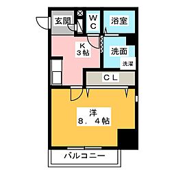 昴アネックス 1Kの間取図画像