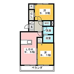 ファミールシミズD 2LDKの間取図画像