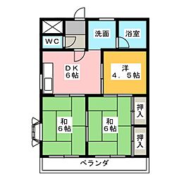 レジデンスさくら 3DKの間取図画像
