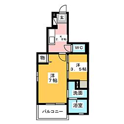 サン・パラストF3 1SKの間取図画像