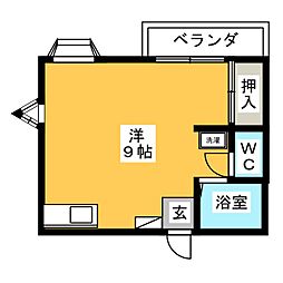 八田アーバンハイツ ワンルームの間取図画像