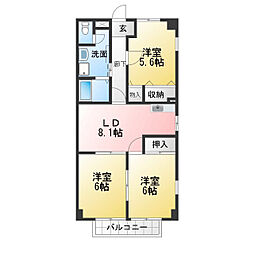 スカイハイツ 3DKの間取図画像