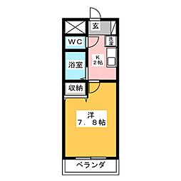 シャトレー・プランドール 1Kの間取図画像