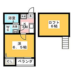 プティオランジュ 1Kの間取図画像