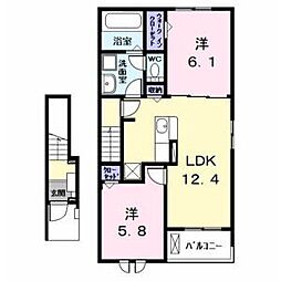 ボンシャンス 2LDKの間取図画像