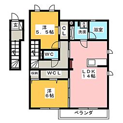 ラレコルトA 2LDKの間取図画像
