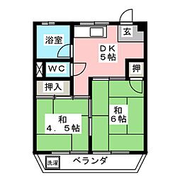 森田ビル 2DKの間取図画像