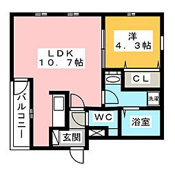 CherimHattaEast 1LDKの間取図画像