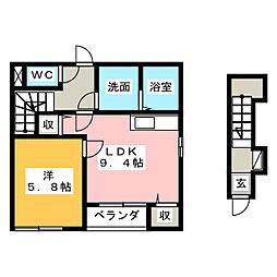 ボンヌール柳瀬 1LDKの間取図画像