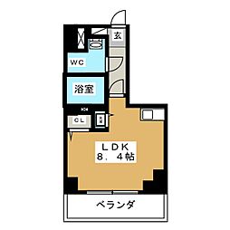 リベール名駅南 6階ワンルームの間取り