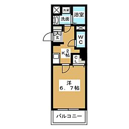 フェニックスWEST 5階1Kの間取り