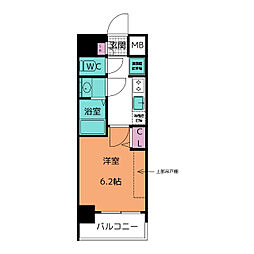 プレサンス名古屋ルクソリア 5階1Kの間取り
