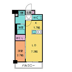 メイクスアート名駅南IV 12階1LDKの間取り