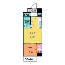 ファステート名古屋駅前アルティス 6階1LDKの間取り