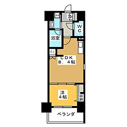 ヒヴィ・カーサ名駅西 14階1LDKの間取り