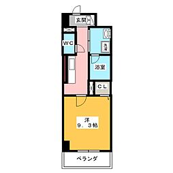 パルファン　ドゥ　ジョア 3階1Kの間取り