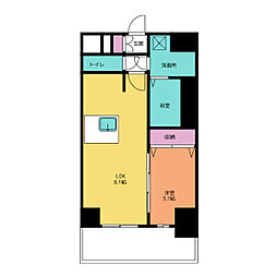 ファステート名古屋駅前ドリーム 3階1LDKの間取り