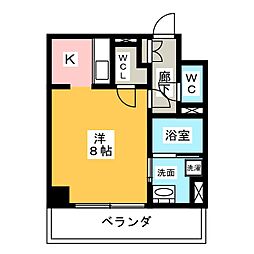 Ｌe Ｇｒａｎｄ　Ｂｌｅｕ 6階ワンルームの間取り