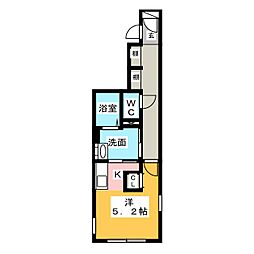 ＬＵＯＲＥ城西 2階1Kの間取り