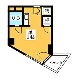 ベルモア堀詰 11階ワンルームの間取り