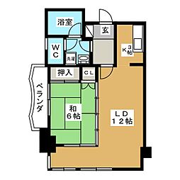 錦ハーモニービル 6階1LDKの間取り