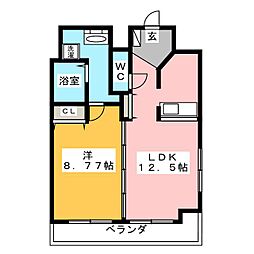マリオン城西 1LDKの間取図画像