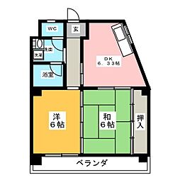 マンション服部 2DKの間取図画像