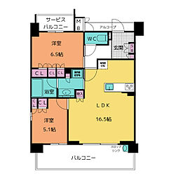 GRANPASEO名駅那古野 2LDKの間取図画像