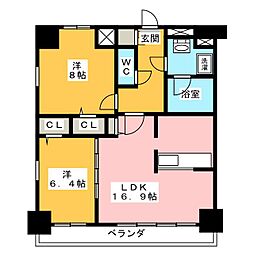 プレスティ則武 2LDKの間取図画像