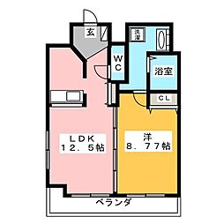 マリオン城西 1LDKの間取図画像