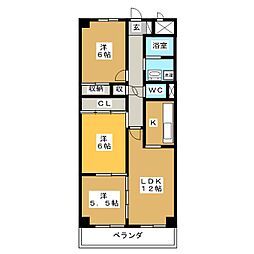 レジデンス鈴木 3LDKの間取図画像