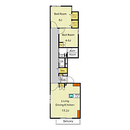 CasaMimosa 2LDKの間取図画像