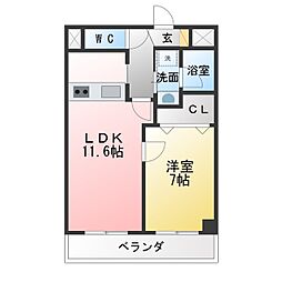 グリーンピアヤマフク 1LDKの間取図画像